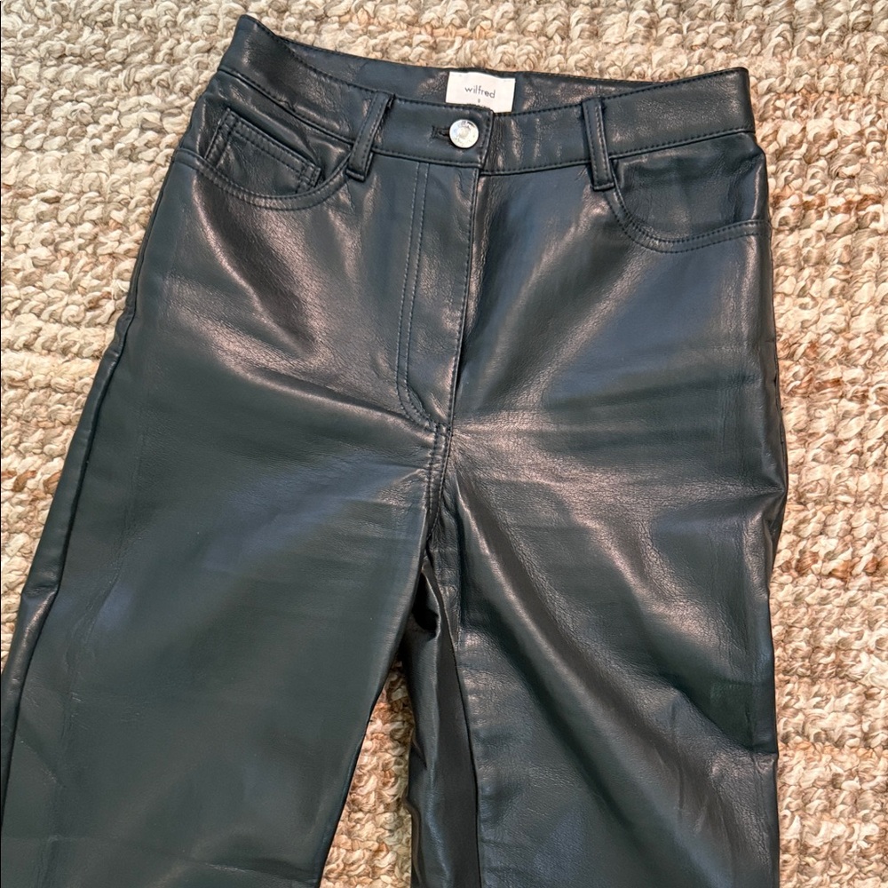 Wilfred Black Faux Leather Straight-Leg Pants